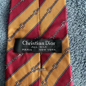 Dior Burgundy and Mustard Silk Tie.